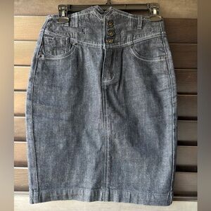 YMI Size 5 High Waisted Denim Skirt 80s/90s Inspired Jean Skirt